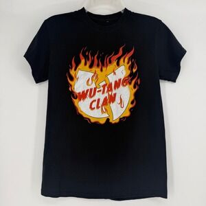 Wu-Tang Clan Flaming Logo Graphic T-Shirt Mens Small Black Hip Hop Rap Tee